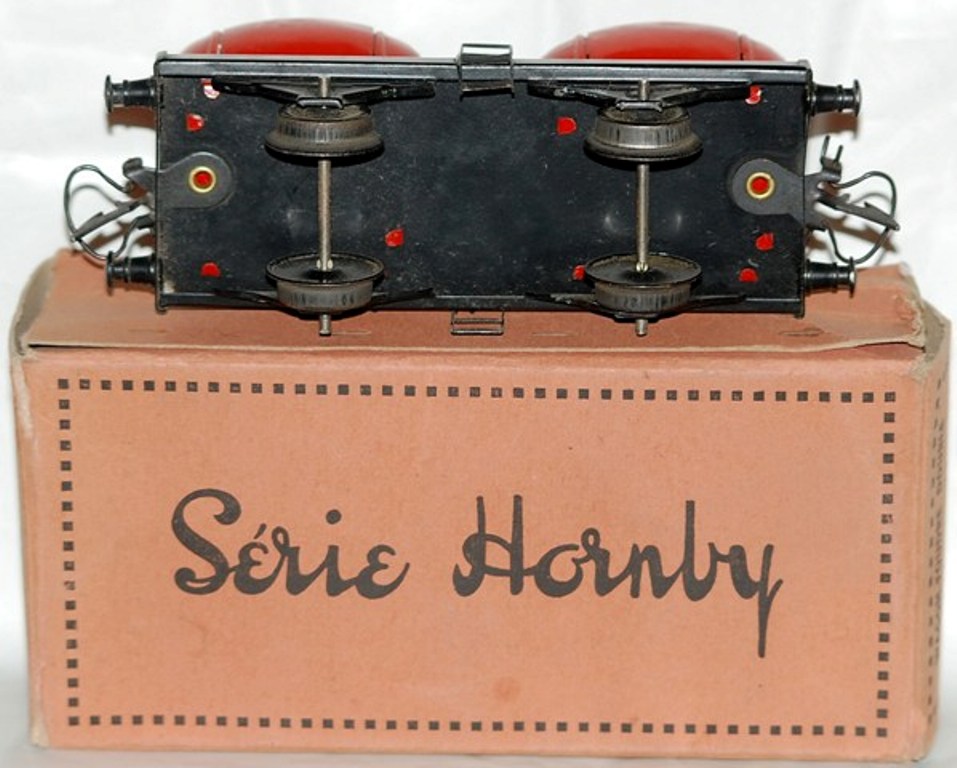 HORNBY O - Wagon Foudre Double Bordeaux Tôle 1938 - 14 Cm - TRÈS BON ÉTAT